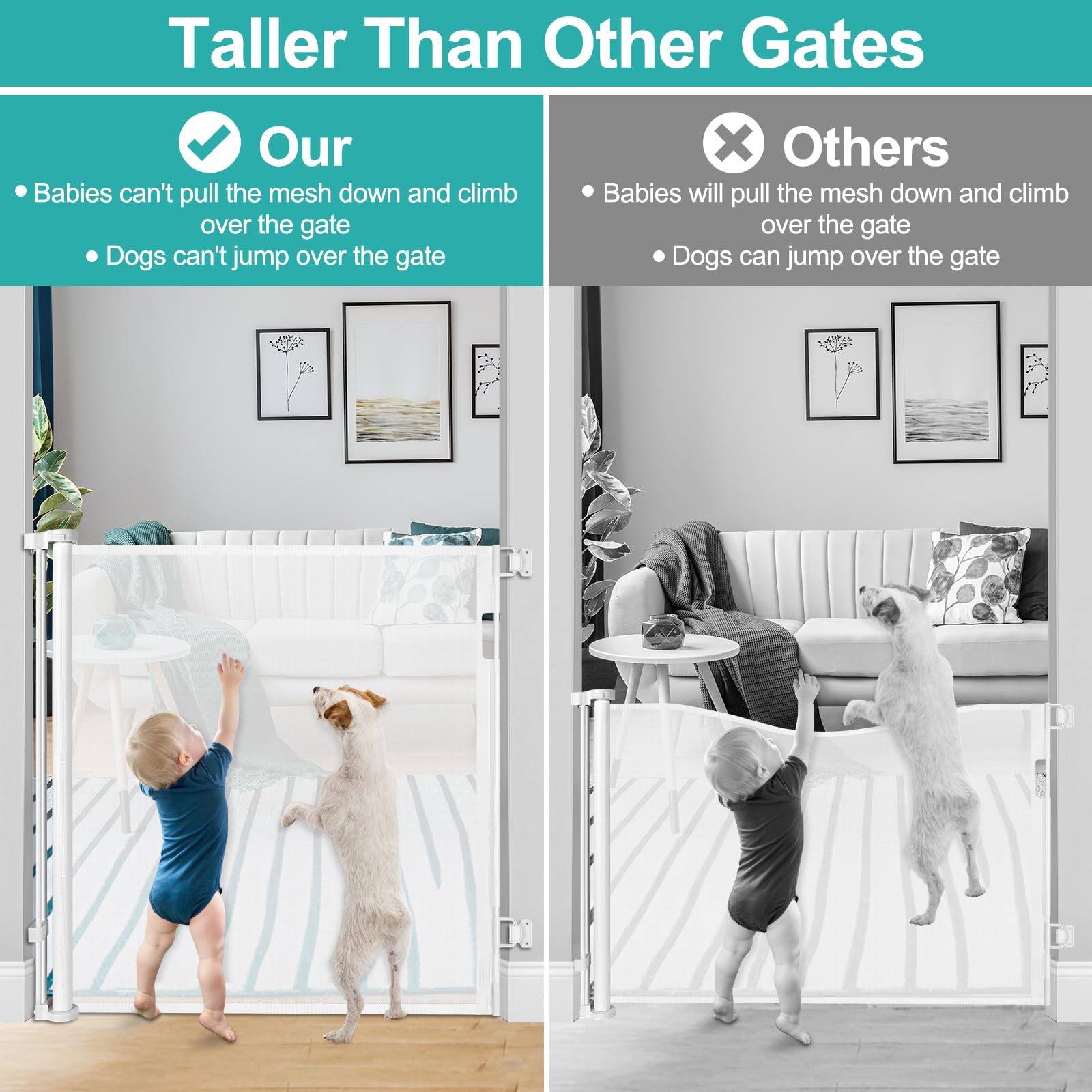 42 Inch Extra Tall Retractable Baby Gate - 55