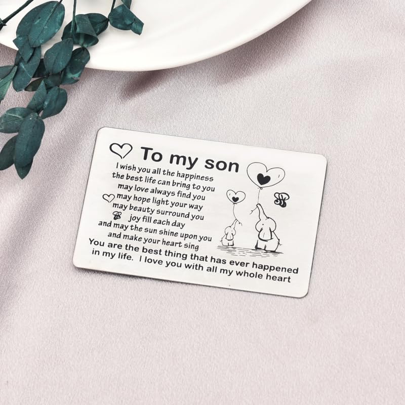Personalized Leather Wallet with Insert Cards - Best Christmas & Birthday Gift for Son, Step Son, Son-in-Law, Teen Boys | Long Distance Gifts from Mom & Dad | I Love You Message | Perfect for Graduation, Father's Day & Special Occasions