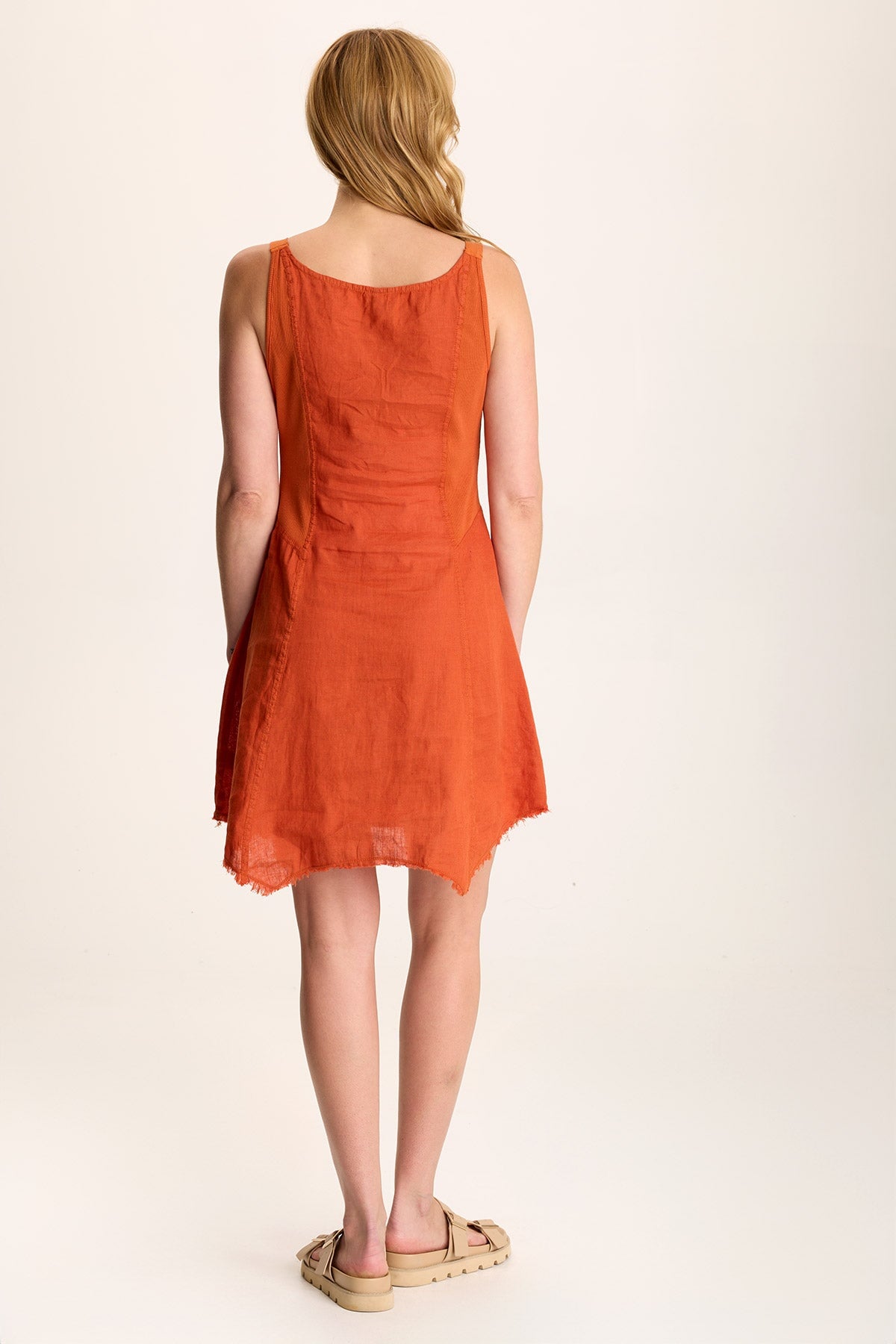 Murlie Linen Mini Dress with Sharkbite Hem - Summer Casual Short Sleeve Dress for Women, Perfect for Beach Vacation, Brunch & Date Night