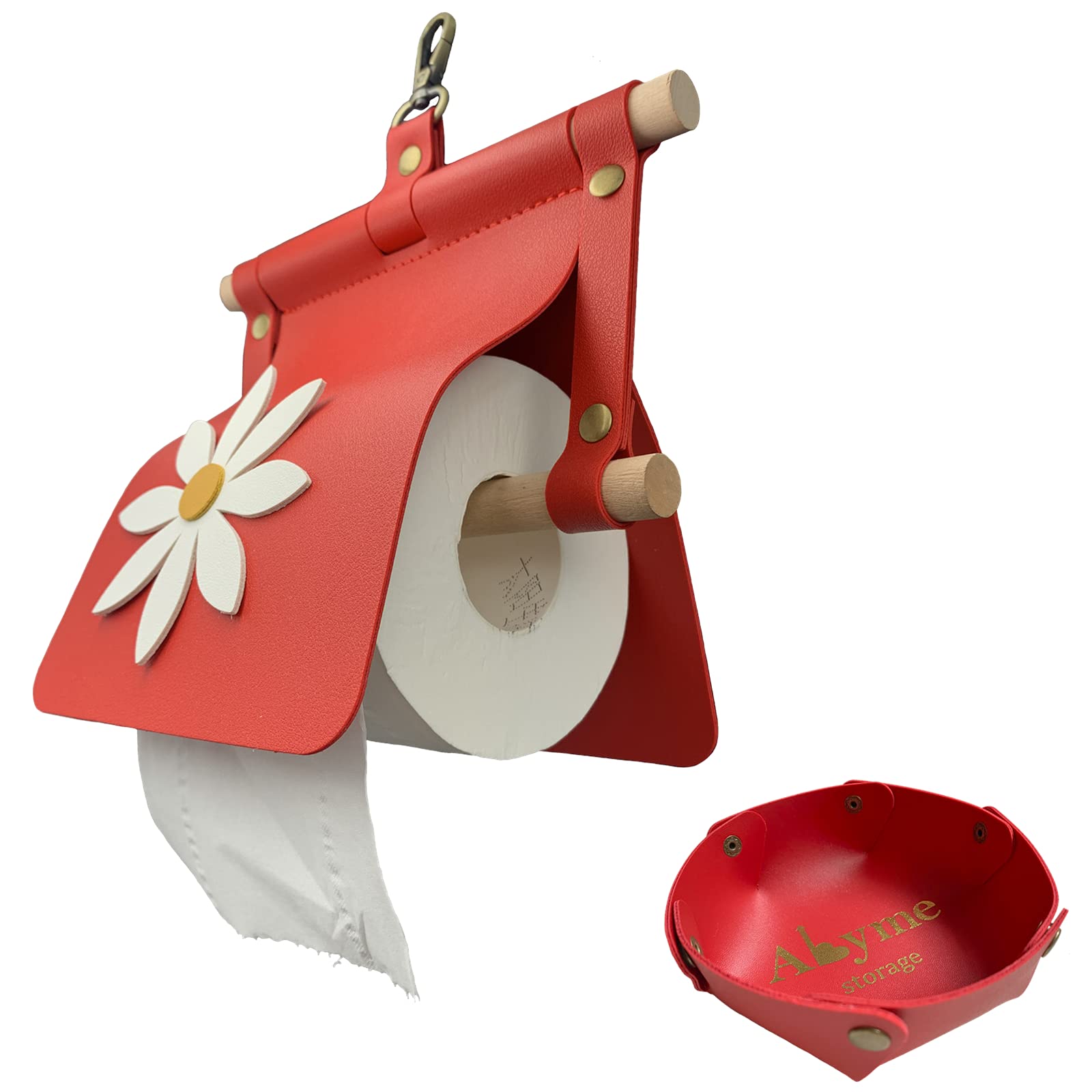 Rustic Wall Mount Toilet Paper Holder with Push Gate Hook - Bathroom, RV, Camp & Farmhouse Toilet Roll Dispenser - Dustproof Design with Small Storage Tray - Perfect for Home, Travel & Outdoor Use
