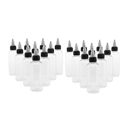 20 Pack Empty Plastic Dispenser Bottles with Lids - Refillable Containers for Essential Oils, Lotions, Crafts & DIY Projects | Travel Size, Home & Salon Use