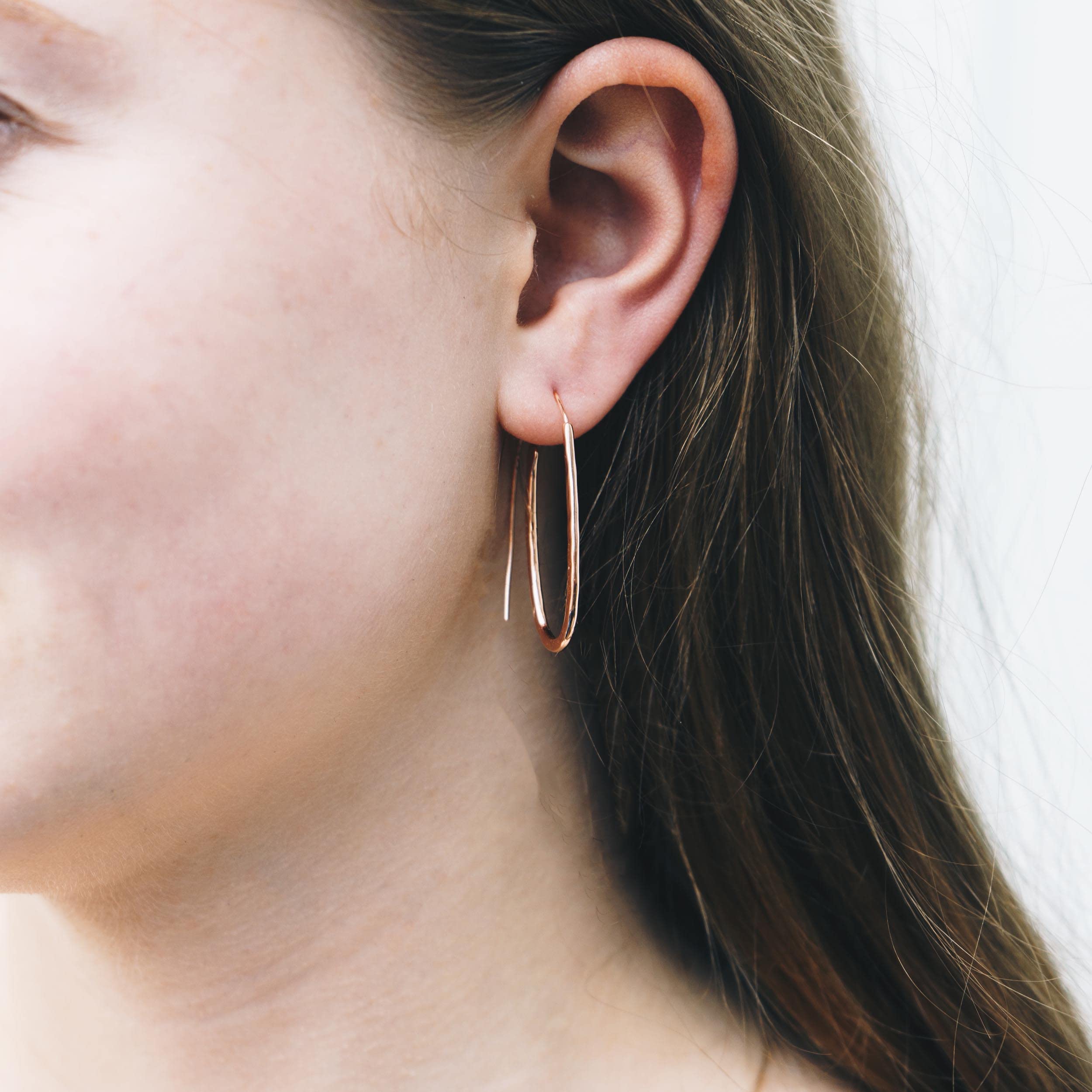 Philip Jones Rose Gold Plated Sterling Silver Hammered Hoop Earrings for Women - Elegant & Durable Fashion Jewelry for Parties, Weddings & Everyday Wear
