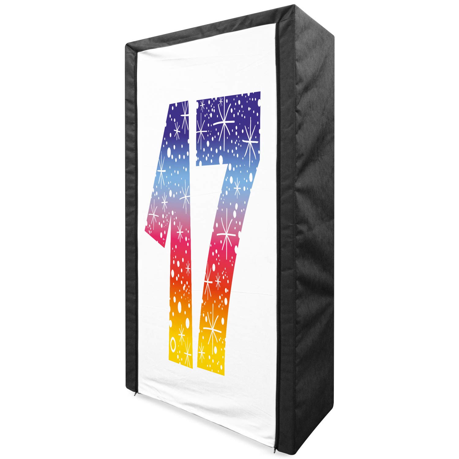 Ambesonne 17th Birthday Portable Fabric Wardrobe - Rainbow Polka Dot Print Clothing Organizer with Shelves (33.5 Inch) | Perfect for Teen Bedroom Storage & Party Decor | Multicolor Teen Gift for Girls & Boys
