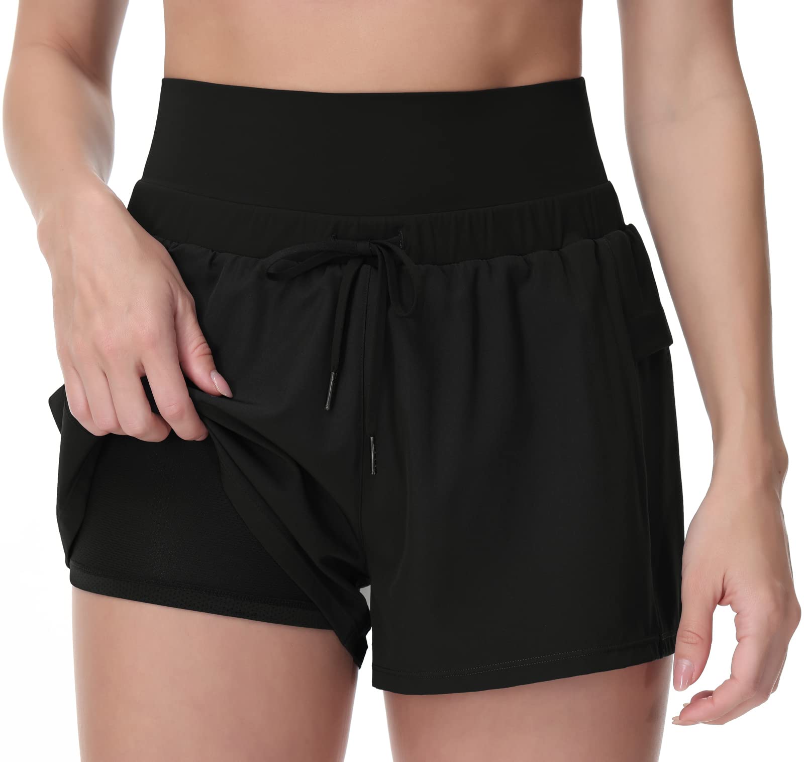 Dragon Fit Women's High Waisted Running Shorts with Pockets - Breathable Workout Shorts for Gym, Yoga & Summer Sports | Perfect for Jogging, Fitness & Outdoor Activities