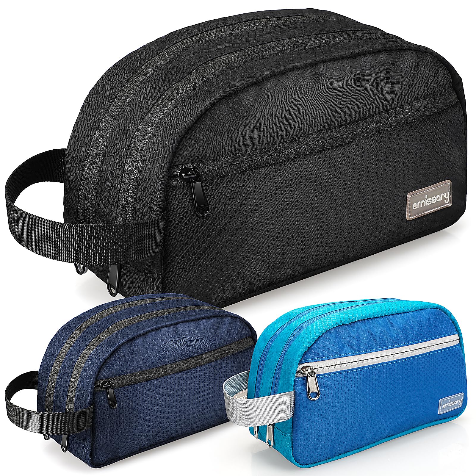 Premium Nylon Men's Toiletry Bag - Large Waterproof Shower & Travel Toiletries Organizer - Durable Dopp Kit for Men & Women - Black Water-Resistant Shaving Bag - Perfect for Camping, Gym & Business Trips
