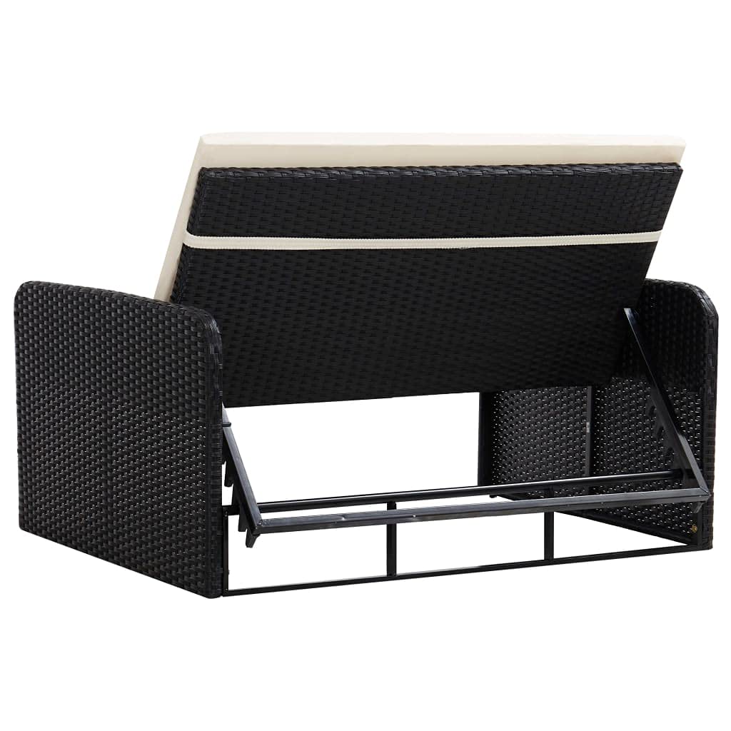 All-Weather Black PE Wicker Outdoor Patio Furniture Set - 2-Piece Sectional Sofa with Cushions, Poly Rattan Garden Lounge Set for Small Spaces | Perfect for Backyard, Poolside & Balcony Relaxation