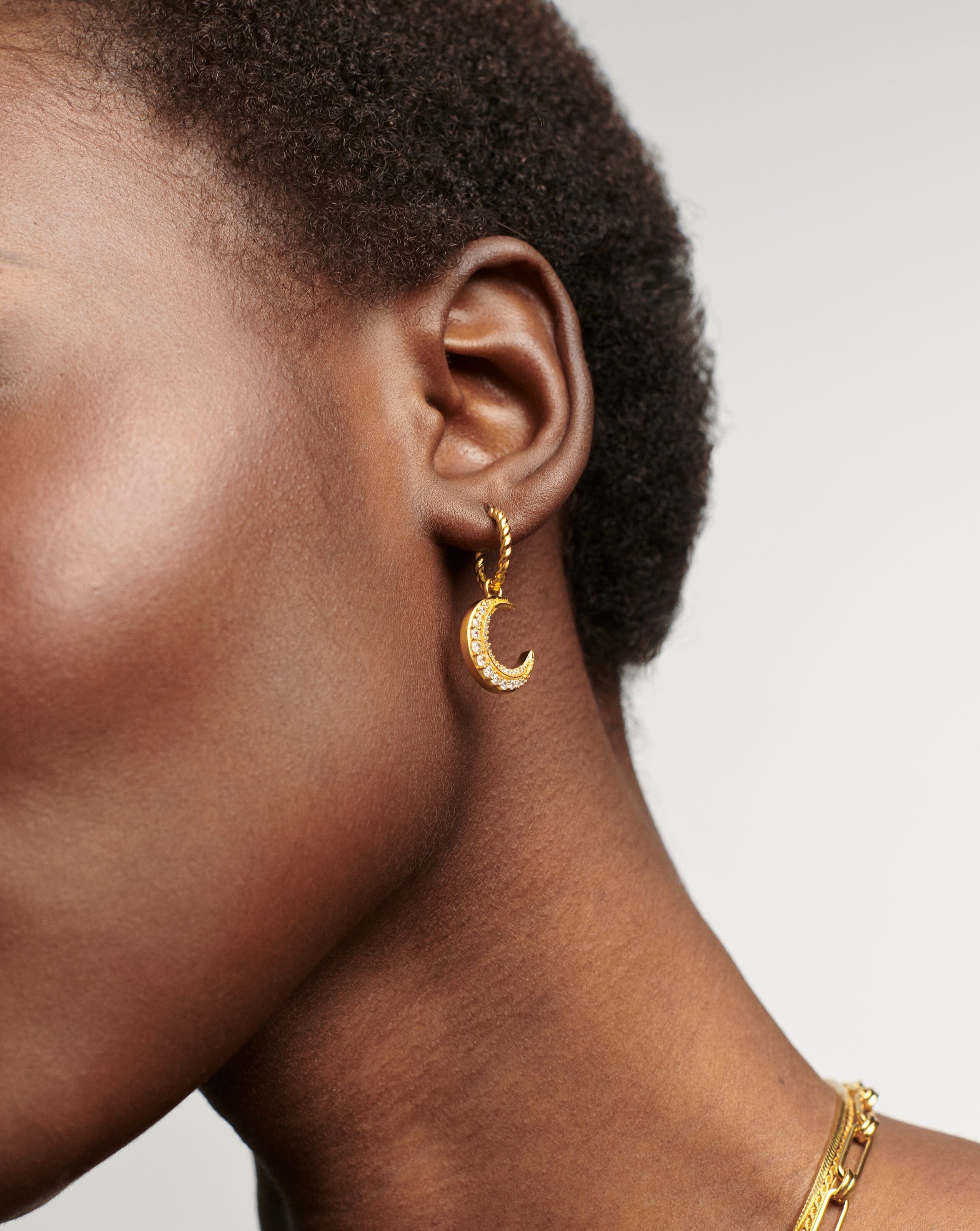 Harris Reed Moonlight Charm Hoop Earrings - Sterling Silver Dangle Earrings for Women, Elegant Gift for Her | Perfect for Parties, Weddings & Date Nights
