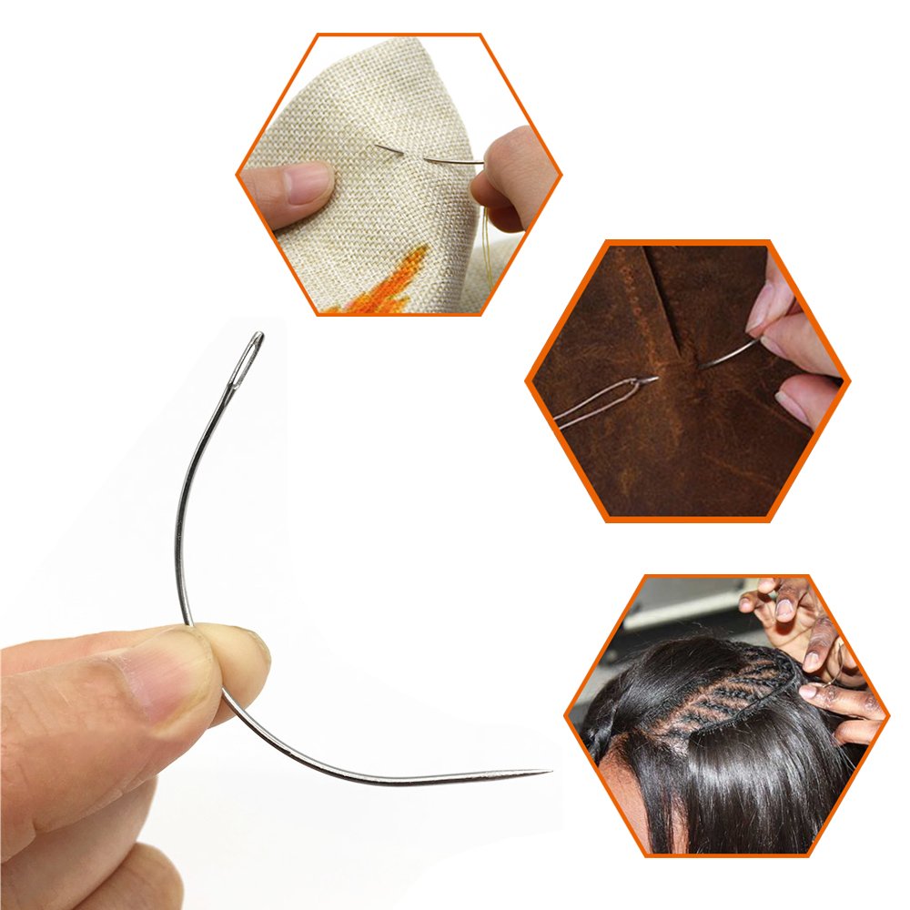 WIWAPLEX 20Pcs Wig Making Pins Set - T Pins & C Curved Needles for Hair Weaving, Wig Crafting, Knitting Blocking and DIY Projects | Perfect for Cosplay, Costume Design and Hairstyling Accessories