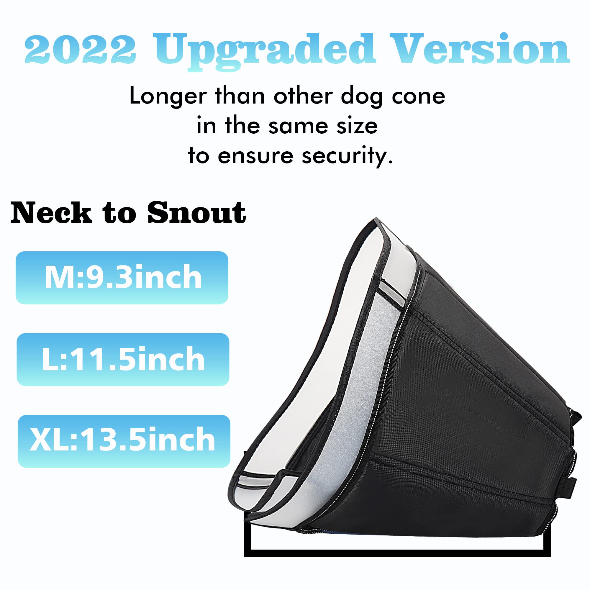 Soft Adjustable Dog & Cat Recovery Cone Collar - Post-Surgery Protective E-Collar for Wound Healing - Comfortable Pet Cone for Large, Medium & Small Dogs (Black, Large) - Ideal for Post-Op Care, Licking Prevention & Pet Safety