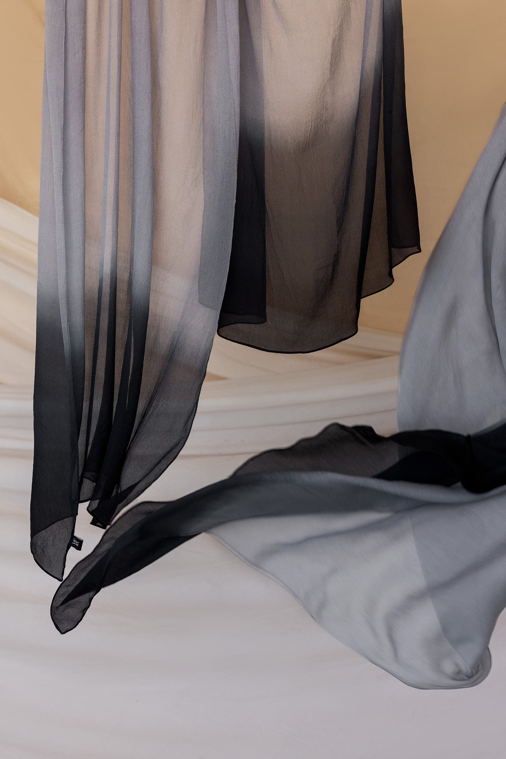 Ombre Grey Silk Chiffon Fabric - Elegant & Lightweight for Dresses, Scarves & DIY Fashion Projects | Perfect for Evening Gowns, Bridal Wear & Home Decor