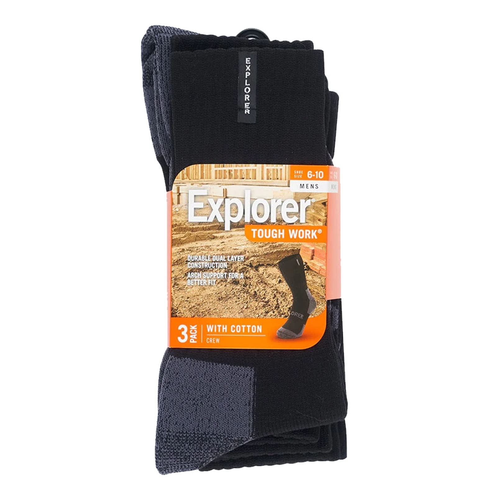 Original Men's Tough Thick Work Crew Socks - 3 Pairs of Above Ankle Cotton Socks for Outdoor, Hiking & Construction (Black, Small) - Durable & Comfortable for All-Day Wear