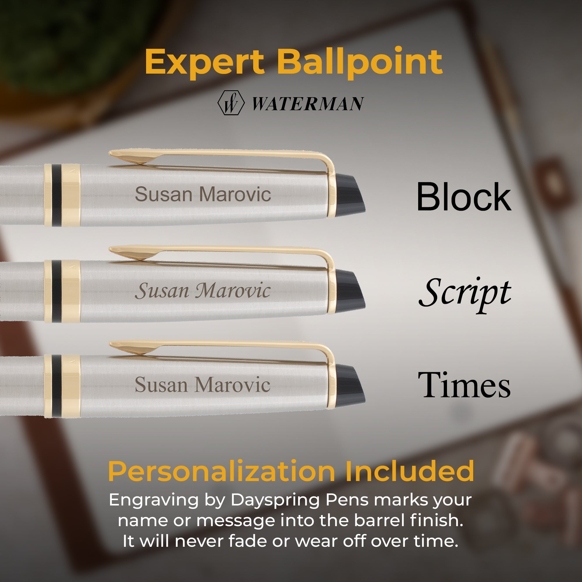 Waterman Expert Ballpoint Pen - Stainless Steel with Gold Trim - Premium Writing Instrument for Business, Gifts & Everyday Use