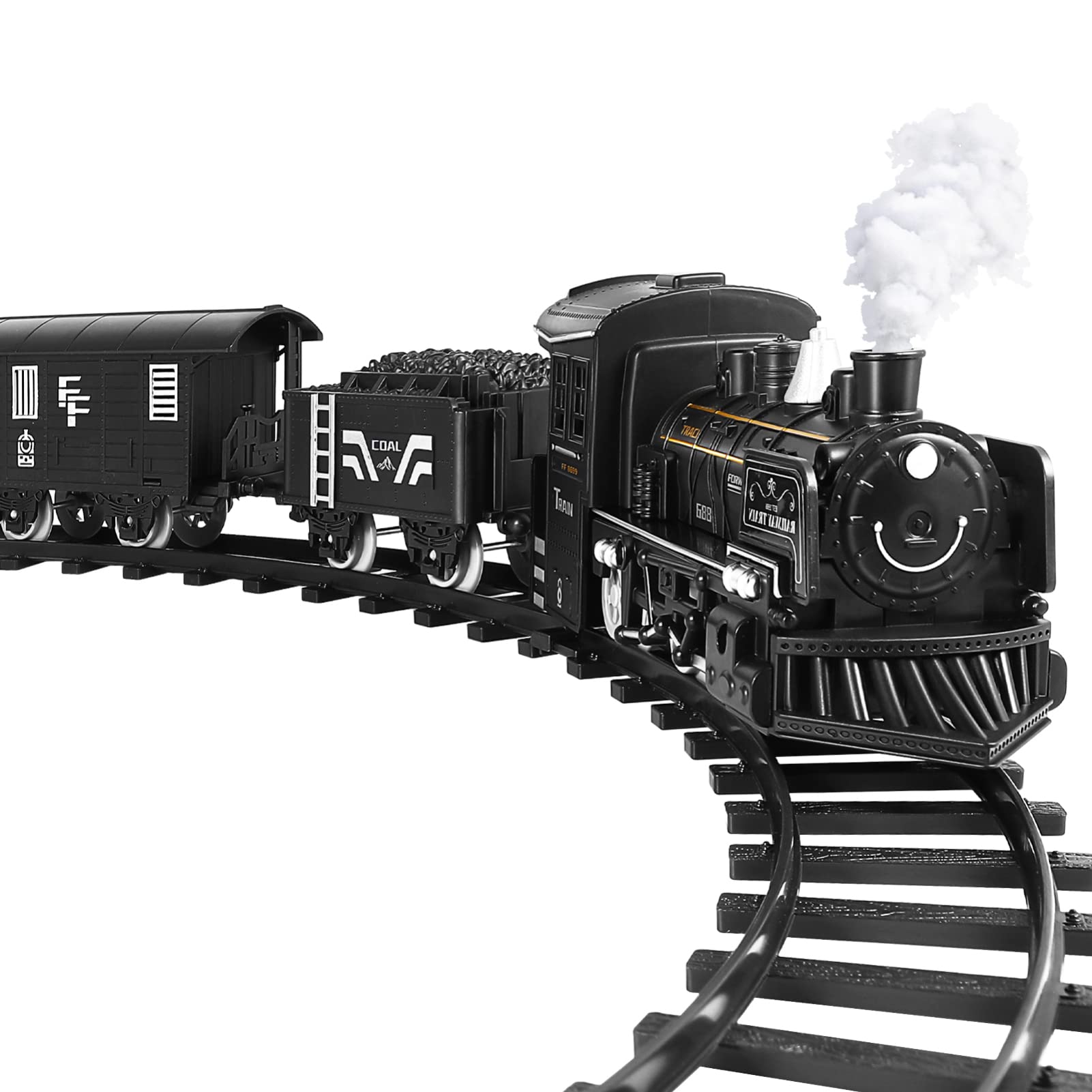 TOYANDONA Electric Train Set for Kids - Battery Powered Steam Locomotive Toy with Lights & Sounds | Perfect for Birthday Gifts, Christmas Presents & Indoor Playtime