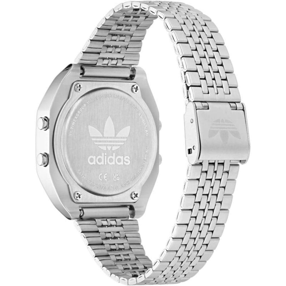 Adidas Digital Silver Stainless Steel Strap Unisex Watch AOST23556 - Stylish Sports & Casual Wear for Men and Women
