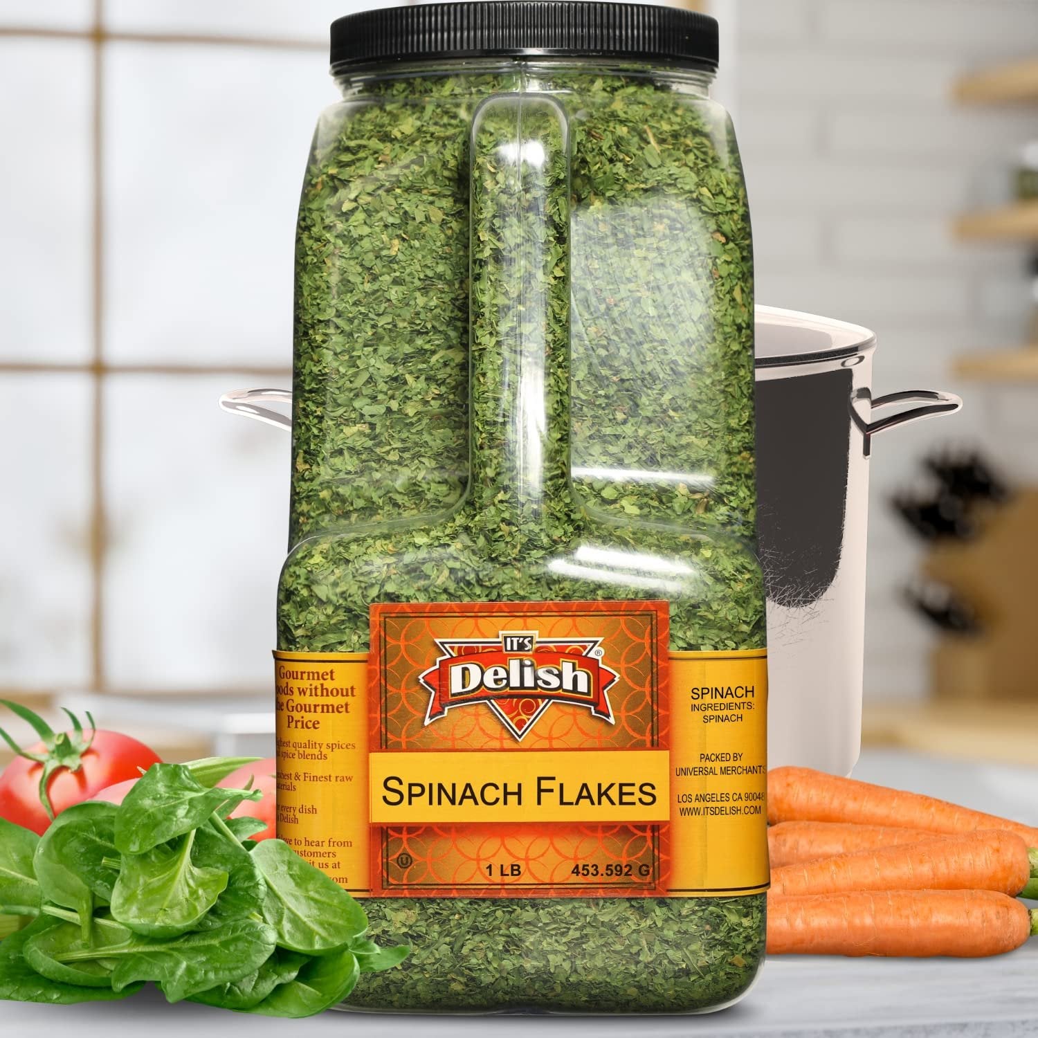 Organic Dried Spinach Flakes 1 lb - Premium Chopped Spinach for Cooking, Smoothies & Meal Prep - Bulk Pantry Staple for Soups, Salads & Healthy Recipes