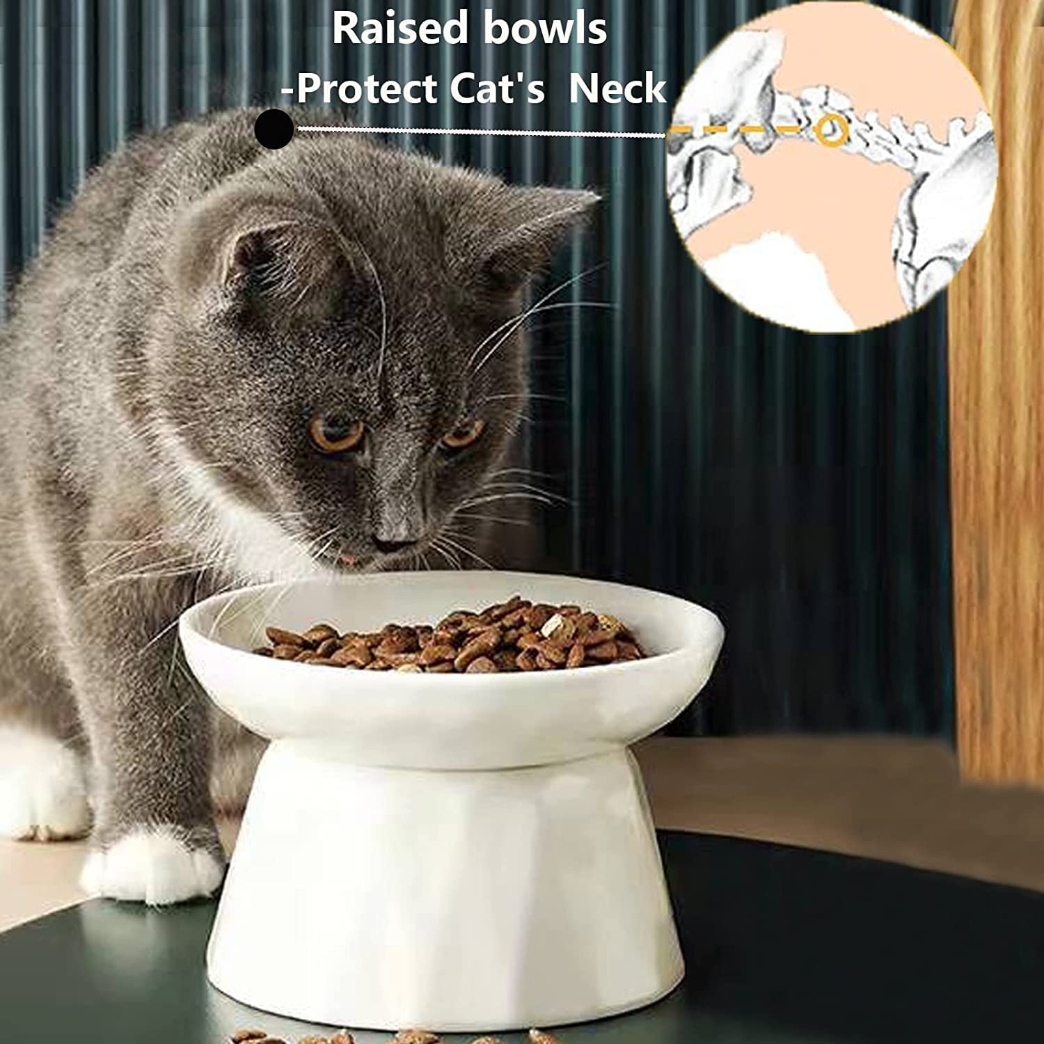 Kopmath Ceramic Raised Slow Feeder Cat Bowl - Elevated Puzzle Food Plate for Healthy Eating of Wet & Dry Cat Food - Anti-Vomiting & Indigestion Prevention - Non-Slip Base & Dishwasher Safe (White) - Perfect for Fast Eaters & Digestive Health