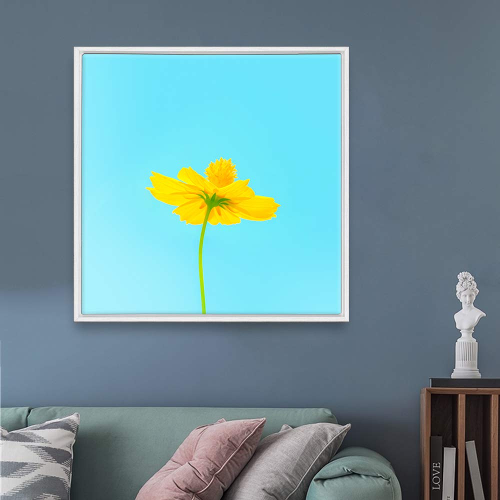 Pastel Flower Framed Canvas Wall Art - 24x24 Inches Ready to Hang, Home Decor for Living Room & Bedroom - Perfect for Boho, Farmhouse & Modern Interior Design Styles