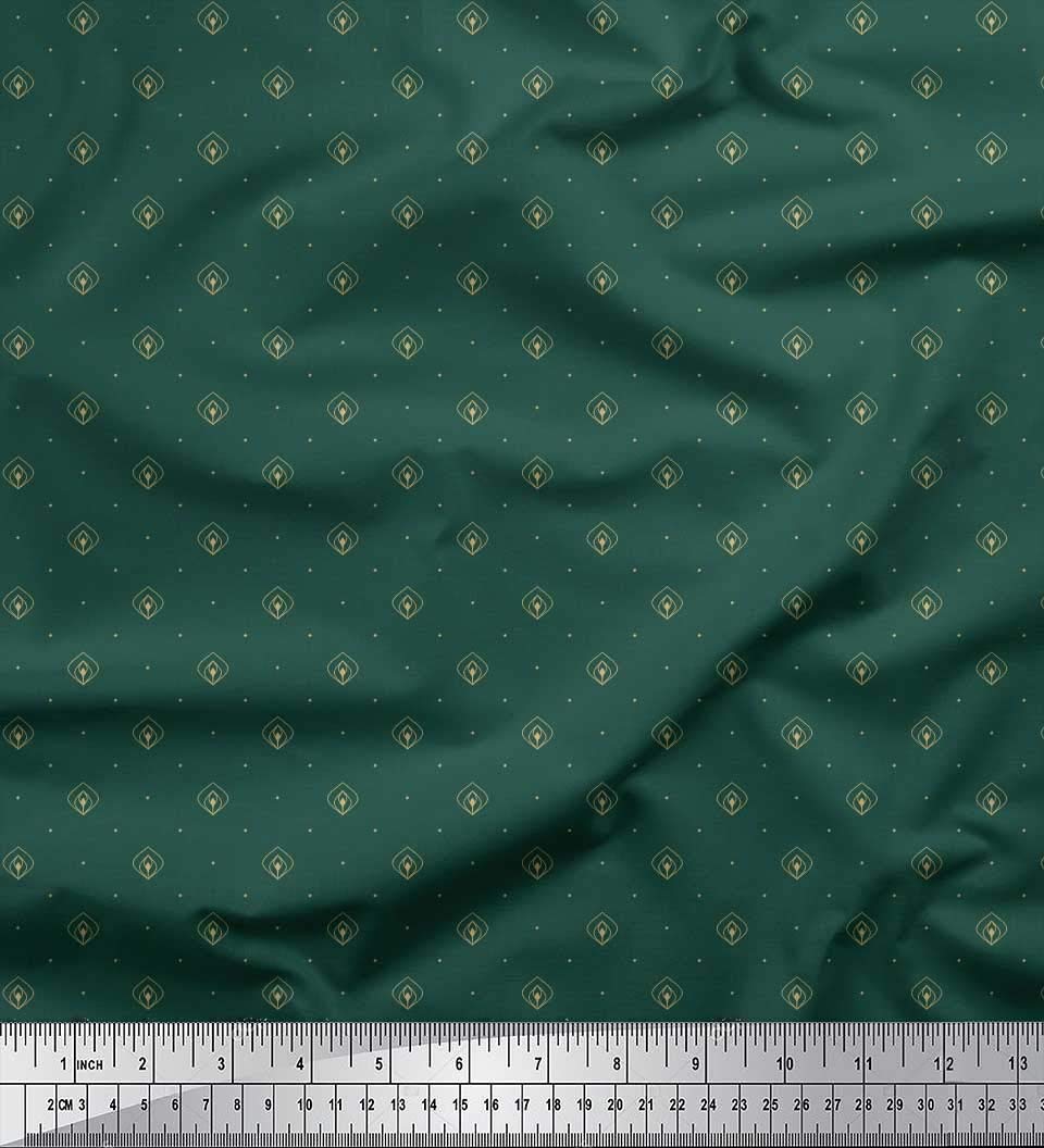 Soimoi Moss Georgette Brown Fabric by The Yard - 42 Inch Wide Printed Fabric with Geometric & Ogee Patterns - Perfect for Dresses, Curtains, and DIY Home Decor Projects