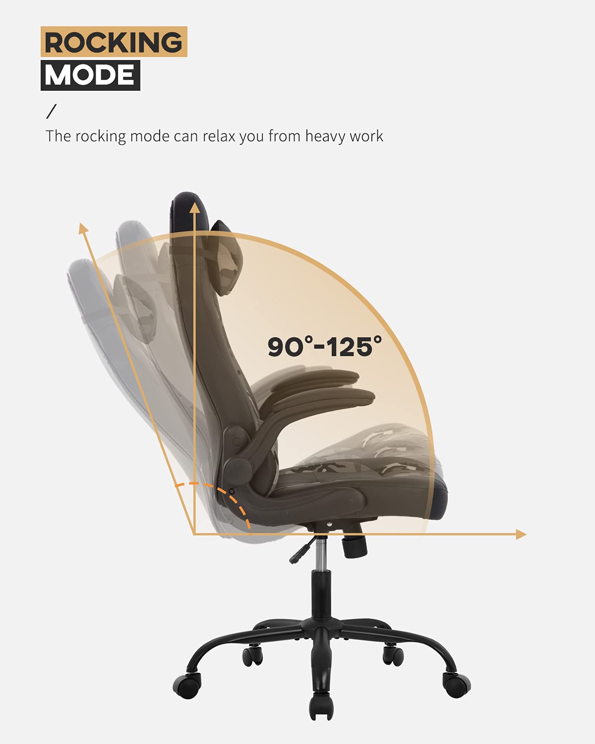 Ergonomic Gaming Chair with Headrest & Lumbar Support - High Back PU Leather PC Office Chair for Home & Work - Adjustable Armrests Racing Style Computer Desk Chair (Camo) - Perfect for Gamers, Remote Workers & Home Office Setup