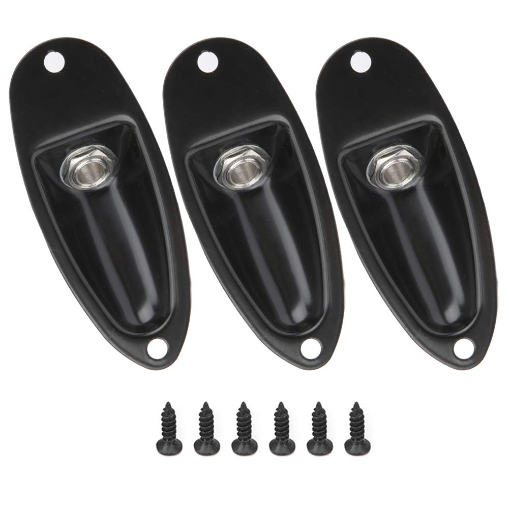 3Pcs Alloy Electric Guitar Jack Plug Socket - Compatible with Electric Bass & ST Ship Form - Durable Black Metal Accessory for Live Performances & Studio Recording