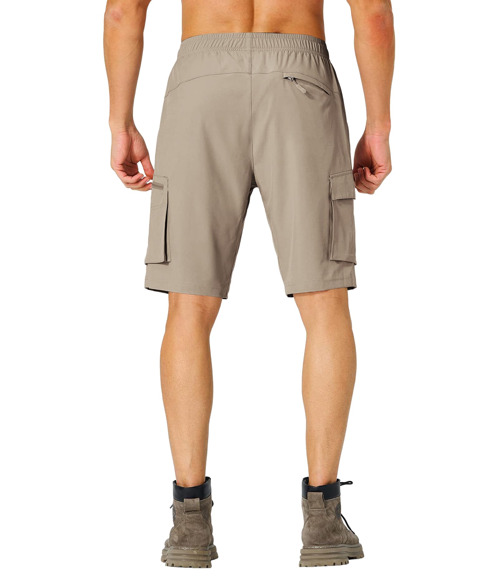 Lexiart Men's Hiking Cargo Shorts - Stretchable Quick-Dry Outdoor Shorts with Drawstring Waist & Zipper Pockets | Perfect for Hiking, Camping, Travel & Summer Adventures