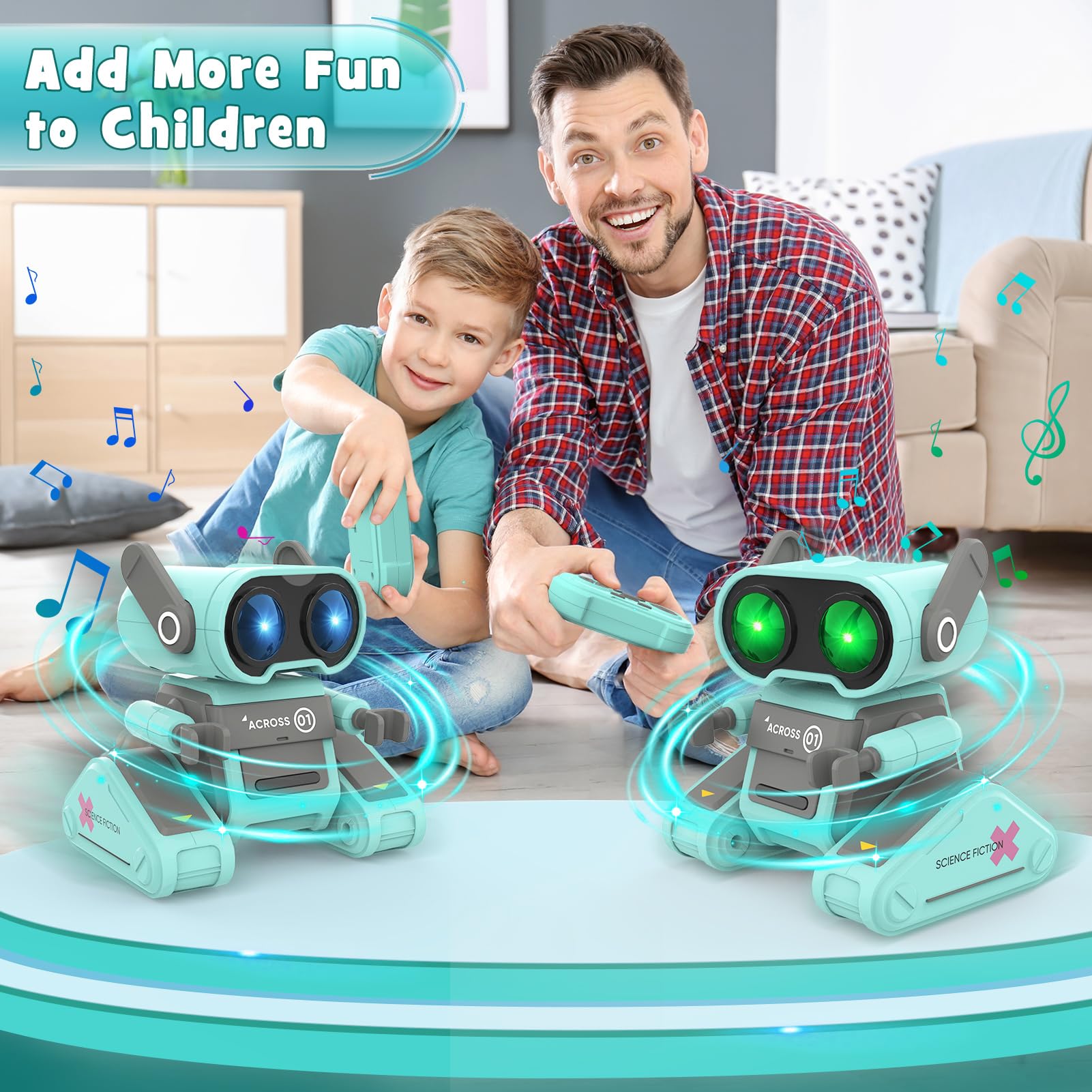 Rechargeable Remote Control Robot Toy for Kids - Interactive RC Robot with Auto-Demo, Flexible Head & Arms, Dancing Moves, Music & LED Eyes | STEM Educational Toy for Boys & Girls | Perfect Birthday Gift for Indoor Play & Learning Activities