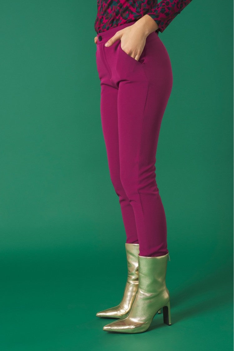 Orson Women's High-Waisted Pink Trousers - Comfortable Stretch Pants for Work, Office & Casual Wear