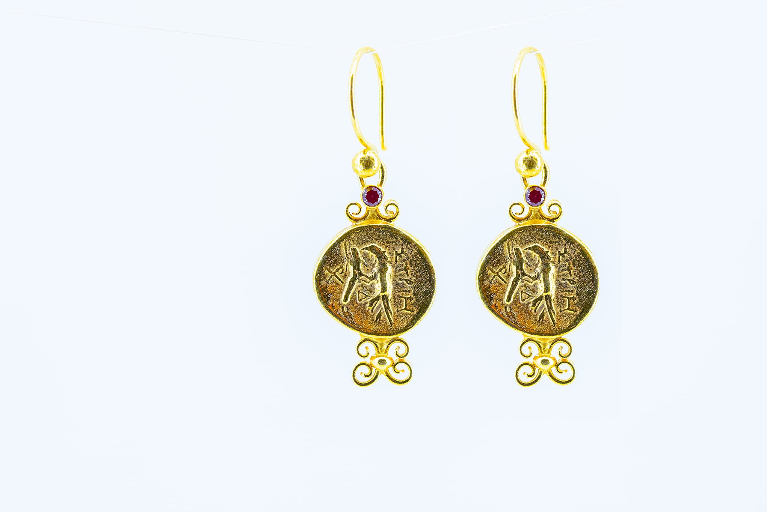 Hawk Roman Coin Dangle Earrings - 24k Gold Plated 925 Sterling Silver Jewelry for Women | Vintage Style Earrings for Party, Wedding & Special Occasions