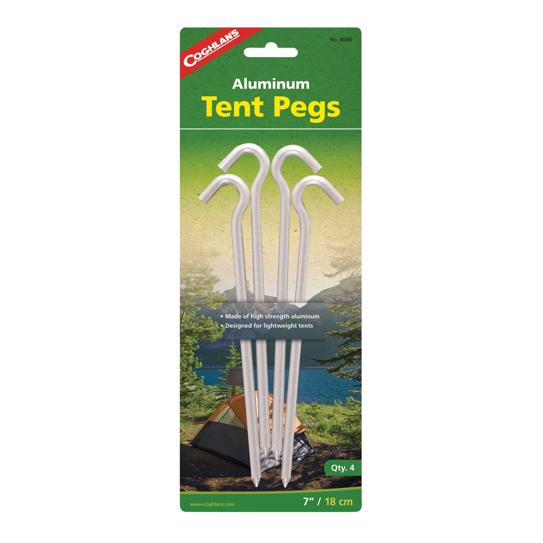Coghlan's Aluminum Tent Pegs 4 Pack - Lightweight & Durable Camping Stakes for Tents, Shelters & Outdoor Gear - Perfect for Hiking, Backpacking & Camping Trips