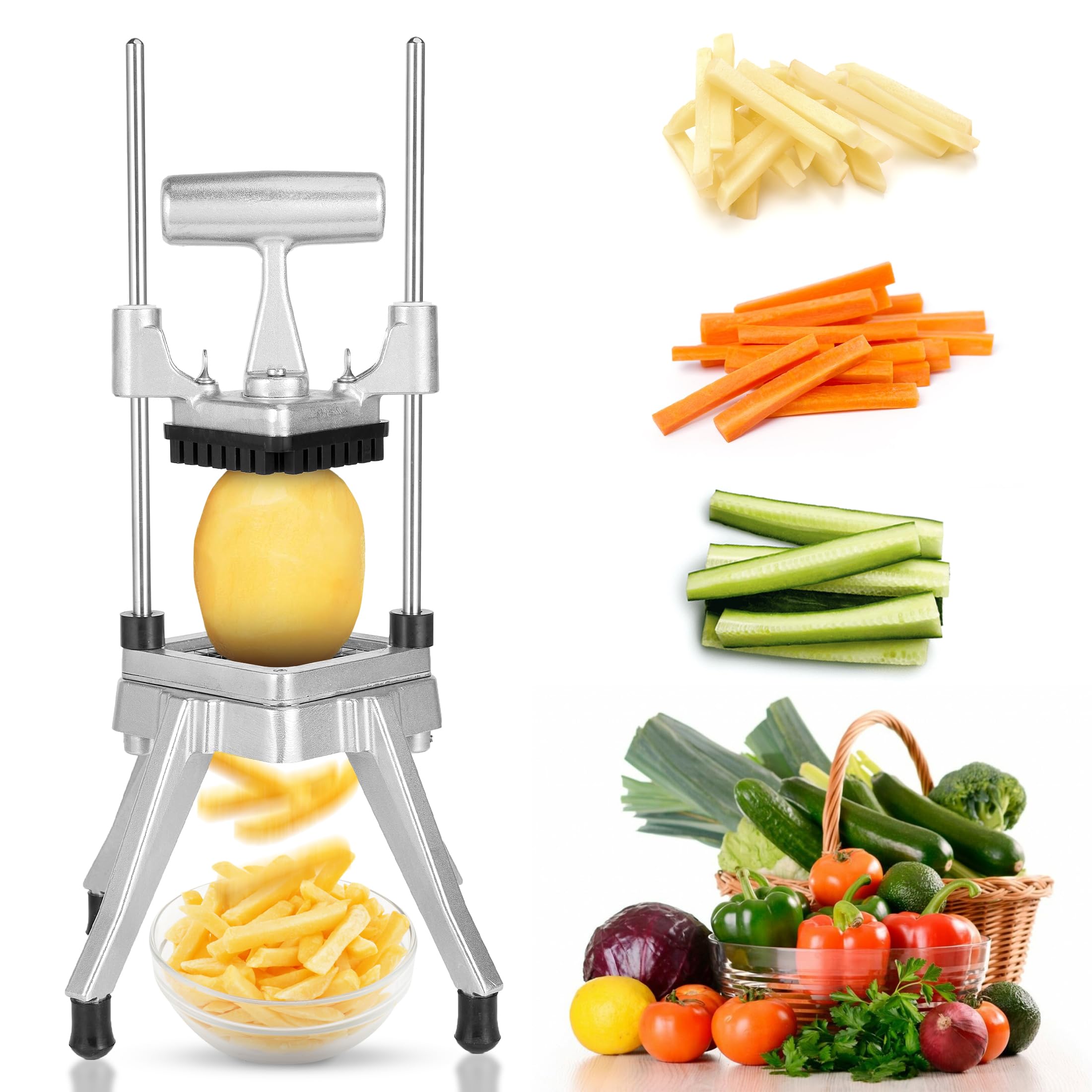 Commercial Stainless Steel Vegetable & Fruit Chopper Dicer - Heavy Duty Onion, Potato, Pepper & Mushroom Cutter with 1/2