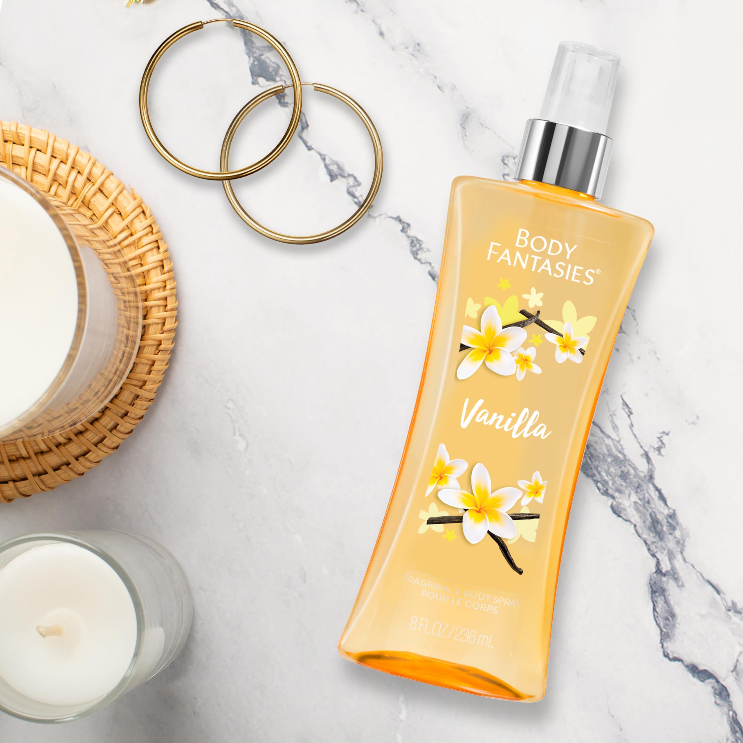 Body Fantasies Vanilla Fragrance Body Spray for Women & Men - 8 fl oz (Pack of 2) | Long-Lasting Sweet Scent for Daily Use, Gym, Office & Date Night