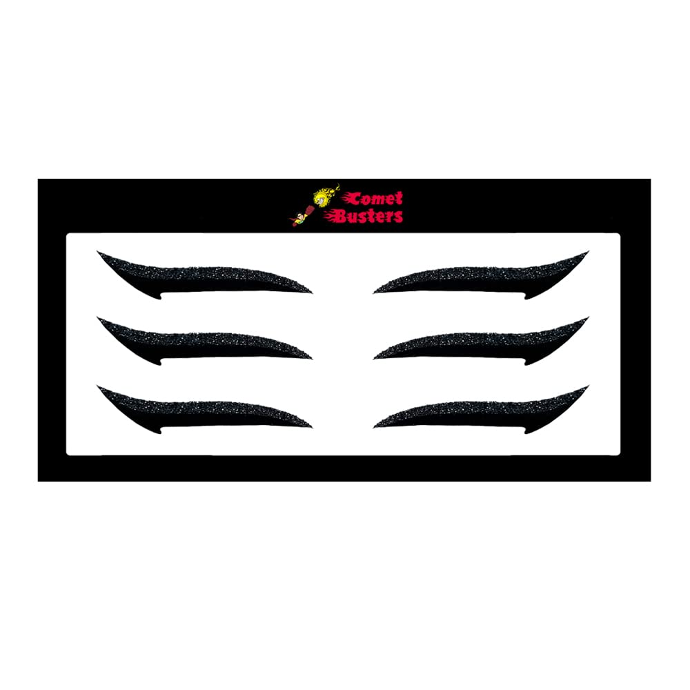 Comet Busters Glitter Black Eyeliner Stickers (EYE059) - Waterproof Self-Adhesive Eye Makeup Decals for Parties, Halloween & Cosplay