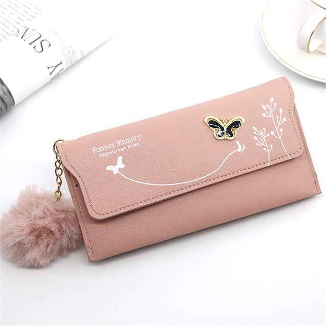 Stylish Women's Leather Wallet - Trendy Long Mini Clutch Bag with Bow Design, Pure Color Wool Card Holder & Coin Purse for Everyday Use | Perfect for Work, Parties, and Travel Accessories