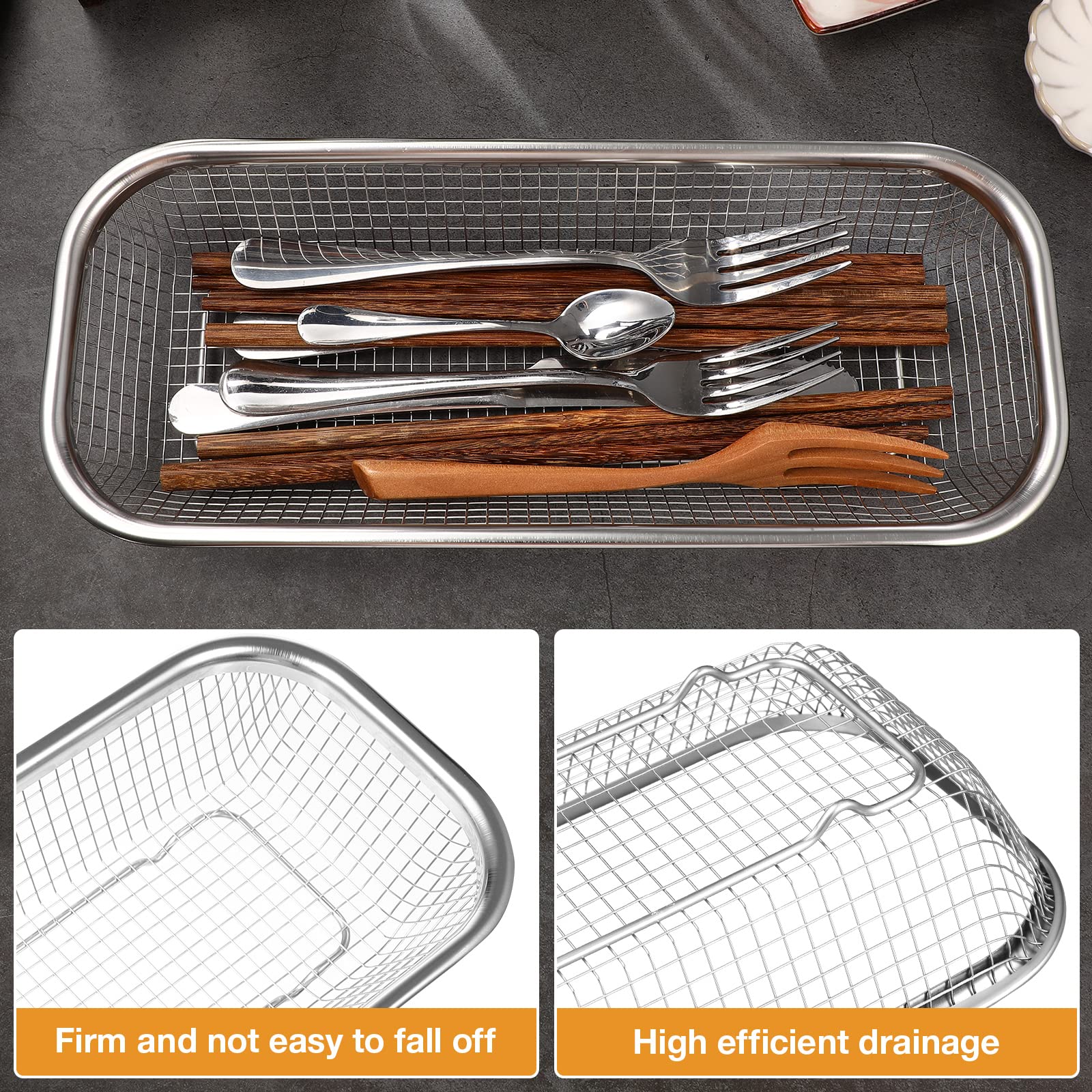 Stainless Steel Utensil Drying Rack - Compact Silverware Organizer for Spoons, Forks, Knives & Chopsticks | Dishwasher Safe Kitchen Counter Drainer Basket | Perfect for Small Spaces & Efficient Kitchen Organization