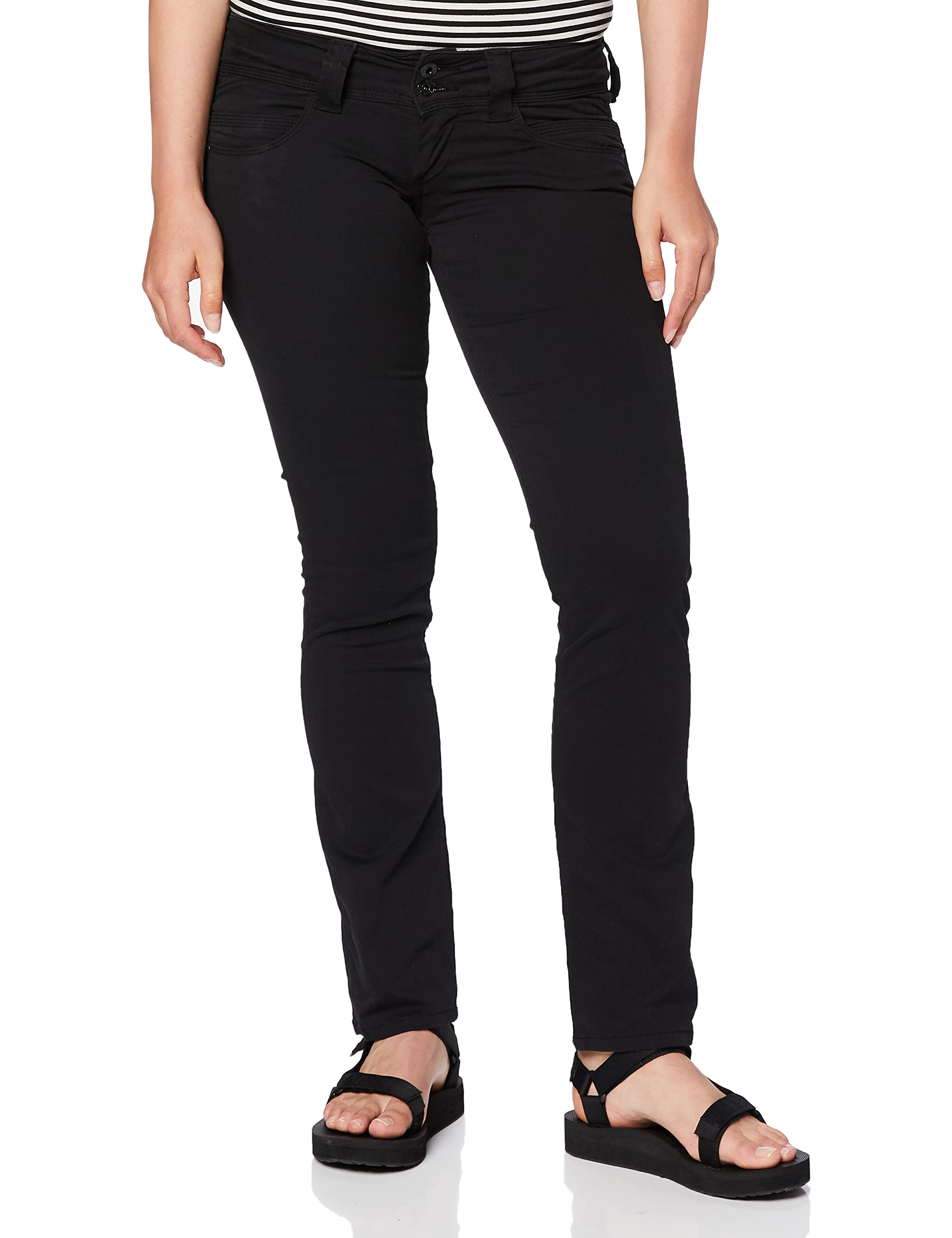Pepe Jeans Venus Women's Black 5-Pocket Trousers Pants - Size EU 38/40 (US 29/32) - Stylish Casual & Office Wear for Everyday Comfort