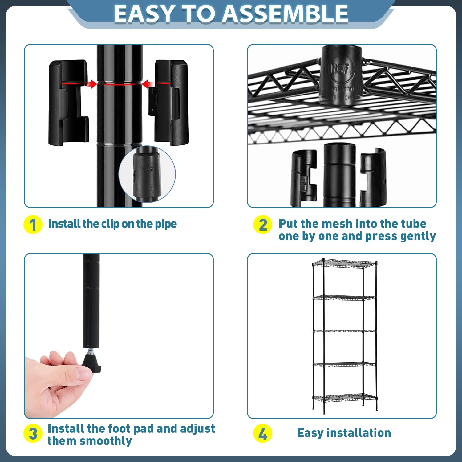 Adjustable NSF-Certified Metal Wire Shelving Unit - 16.7