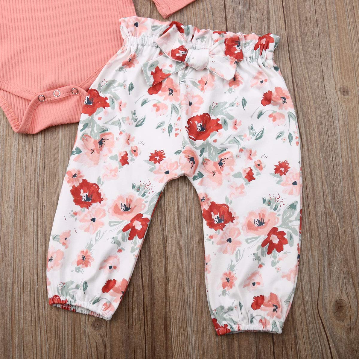 Adorable Newborn Baby Girl Outfit Set - Floral Romper Bodysuit, Long Pants & Headband | Soft Cotton Short Sleeve Donut Print | Perfect for Photoshoots, Birthday Parties & Daily Wear