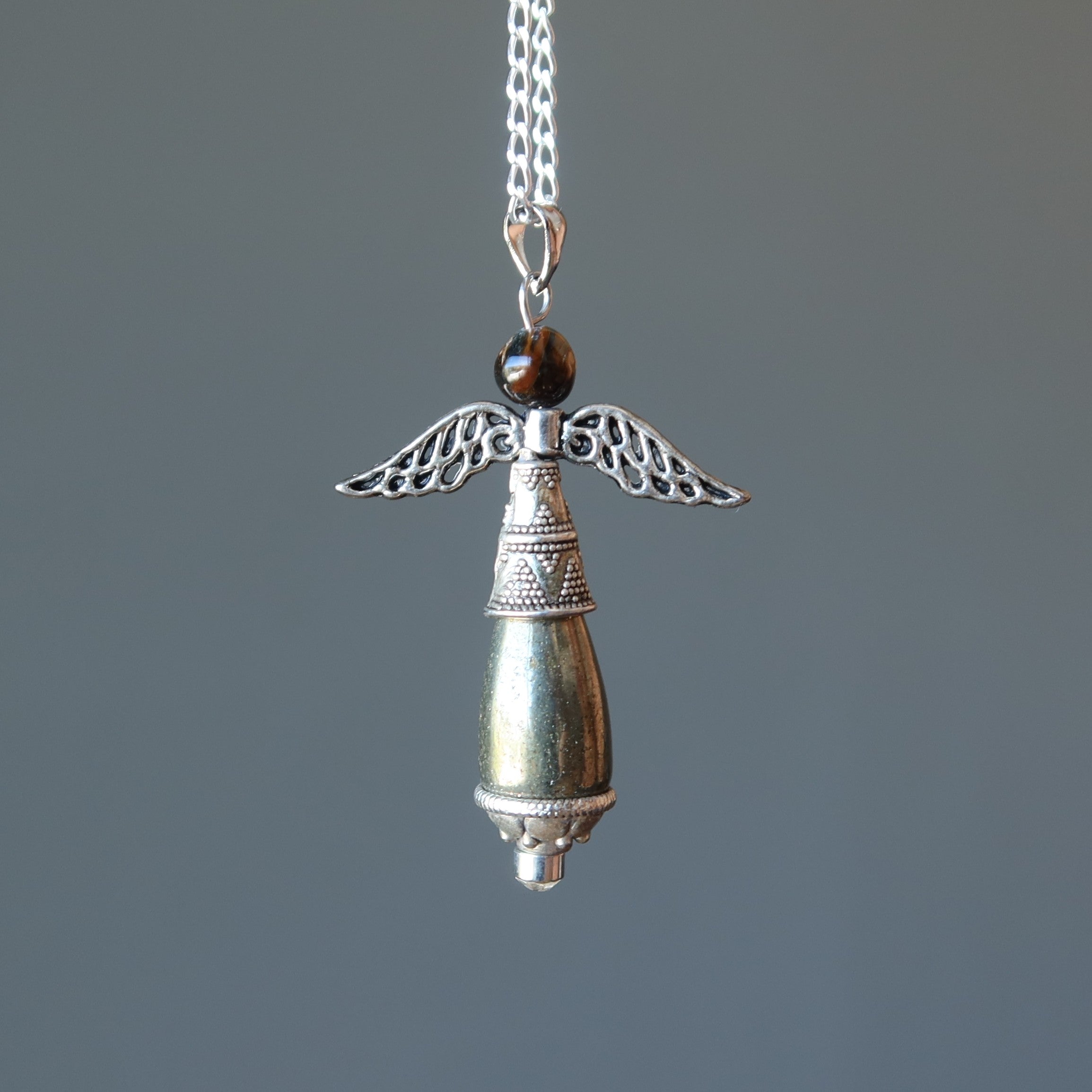 Pyrite Necklace for Women - Radiant Gold Angel Pendant with Natural Gemstone, Elegant Jewelry Gift for Birthday, Anniversary & Special Occasions | Perfect for Everyday Wear & Spiritual Healing