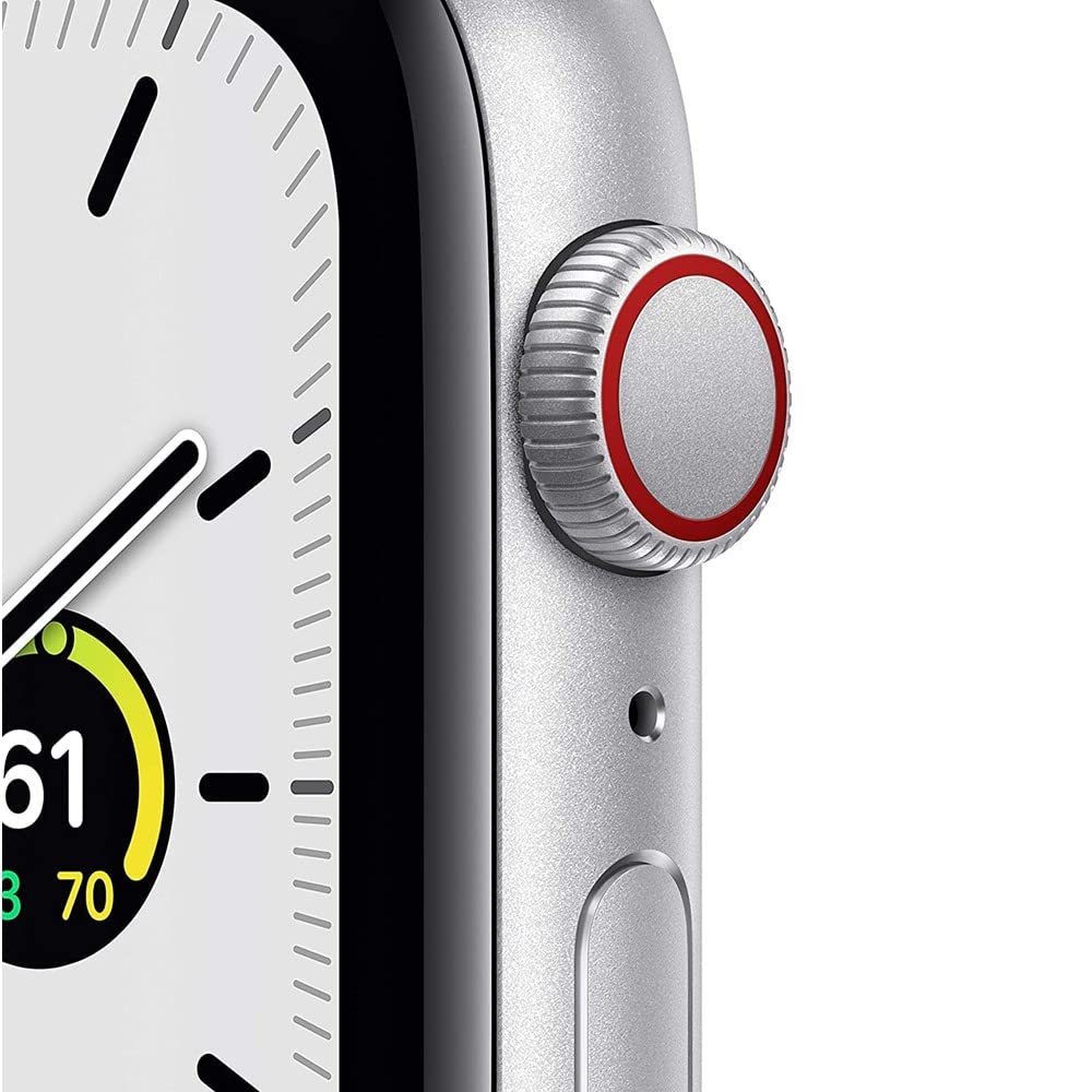 Apple Watch SE (GPS + Cellular, 44mm) - Silver Aluminum Case with White Sport Band (Renewed) | Smartwatch for Fitness Tracking, Calls & Notifications | Perfect for Running, Swimming & Daily Use
