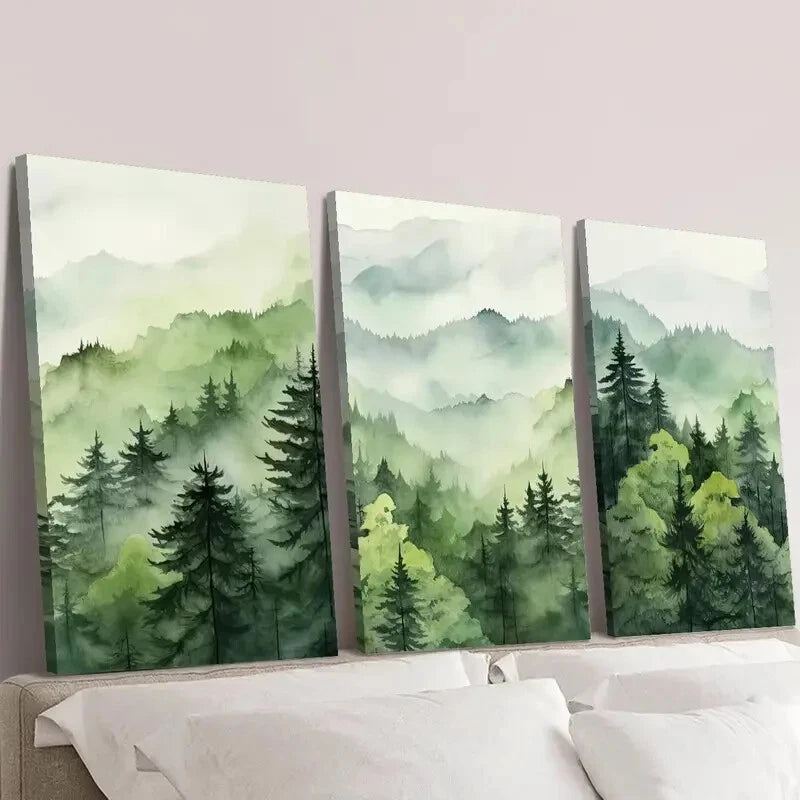 3-Piece Misty Cedar Forest Wall Art Set - Framed Canvas Prints 40x60cm - High Quality Australian Made - Ready to Hang - Perfect for Living Room, Bedroom & Office Decor