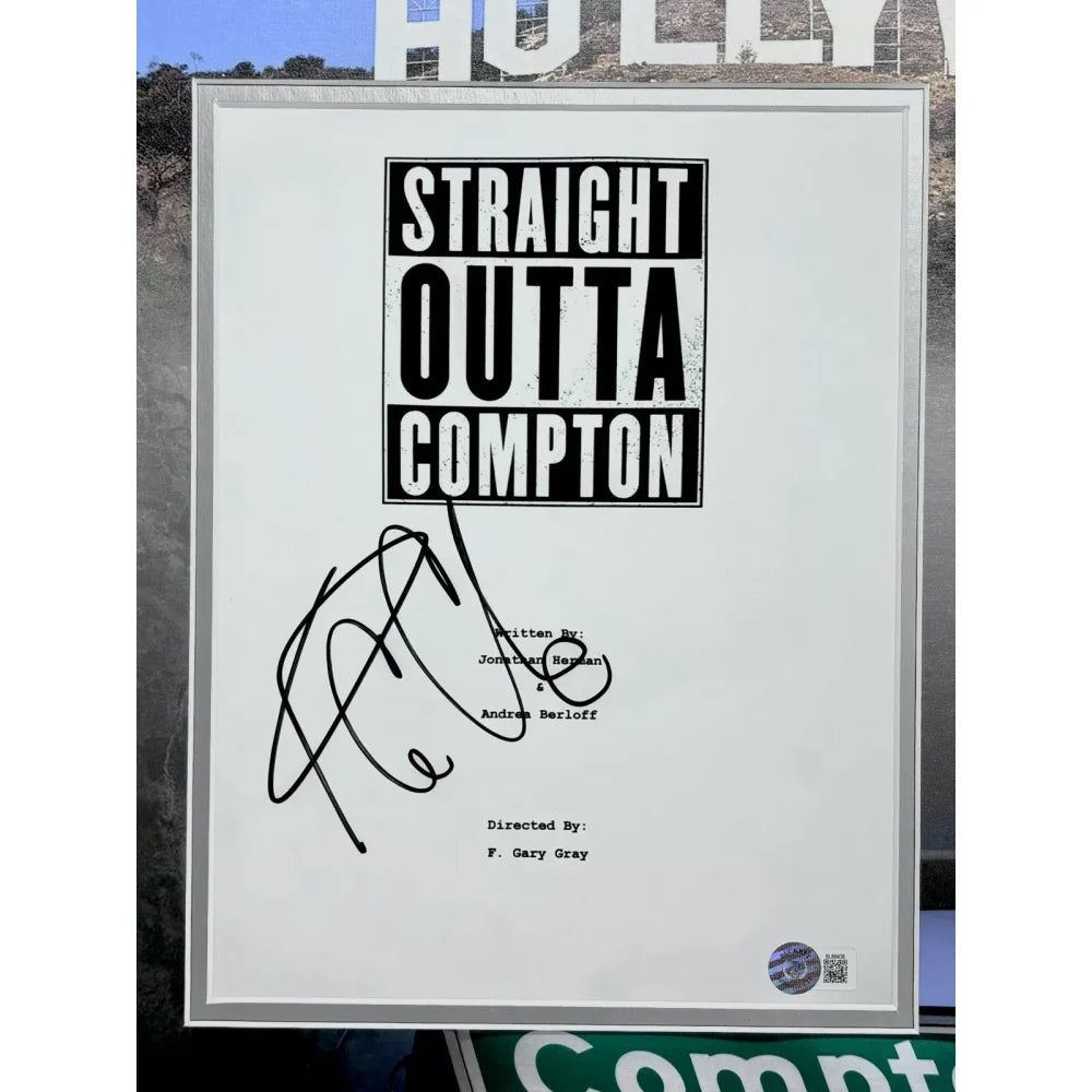 Authentic Ice Cube Autographed Straight Outta Compton Script Framed Collage with BAS COA - Signed Memorabilia for Movie Fans & Hip Hop Collectors | Perfect for Home Theater Decor, Man Cave Display, and Gift for Rap Music Enthusiasts