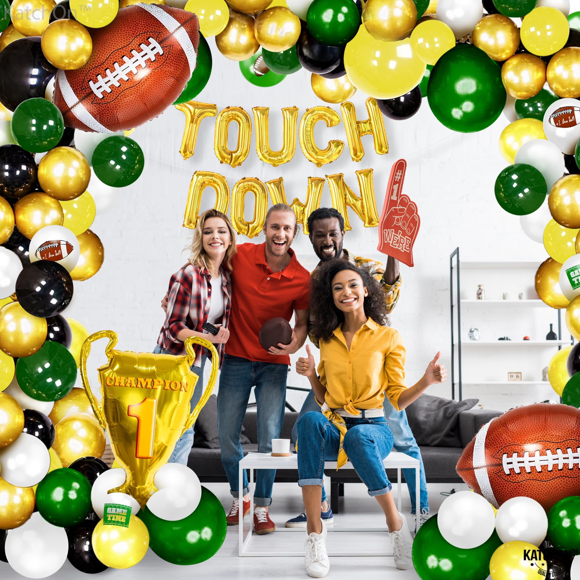 KatchOn 130-Piece Football Balloon Arch Kit - Party Decorations with Trophy Balloons & Backdrop | First Down Birthday, Baby Shower, Game Day Decor | Perfect for Football Themed Parties, Tailgating, and Sports Events