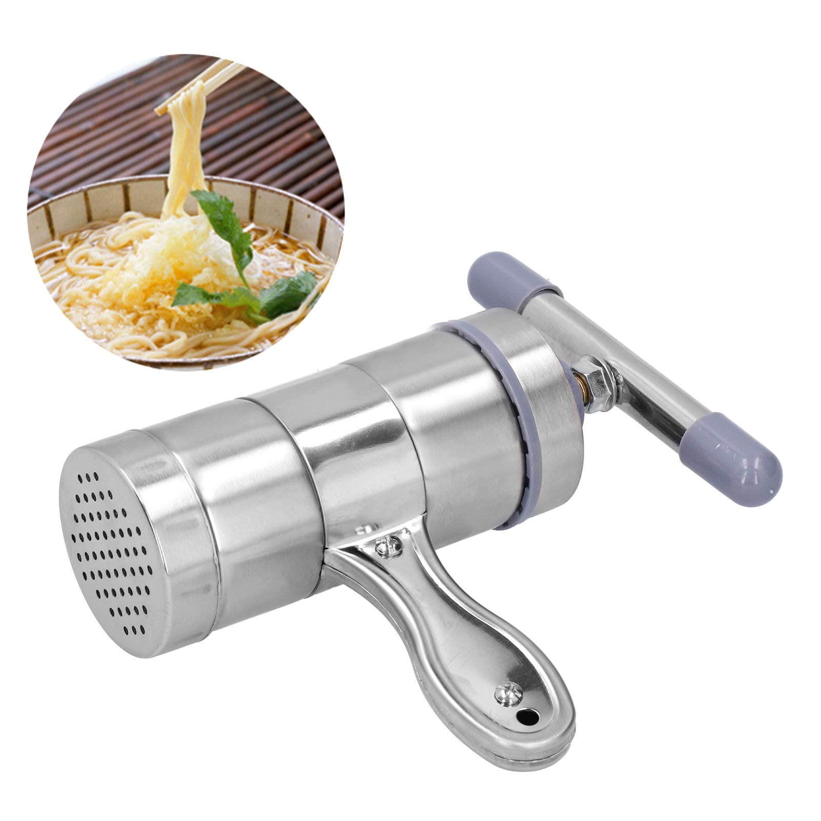 Stainless Steel Manual Noodle Maker Machine - Hand Crank Pasta Press with 5 Dough Attachments for Homemade Noodles, Spaghetti & Fresh Pasta | Perfect for Italian Cuisine, Asian Dishes & Family Cooking