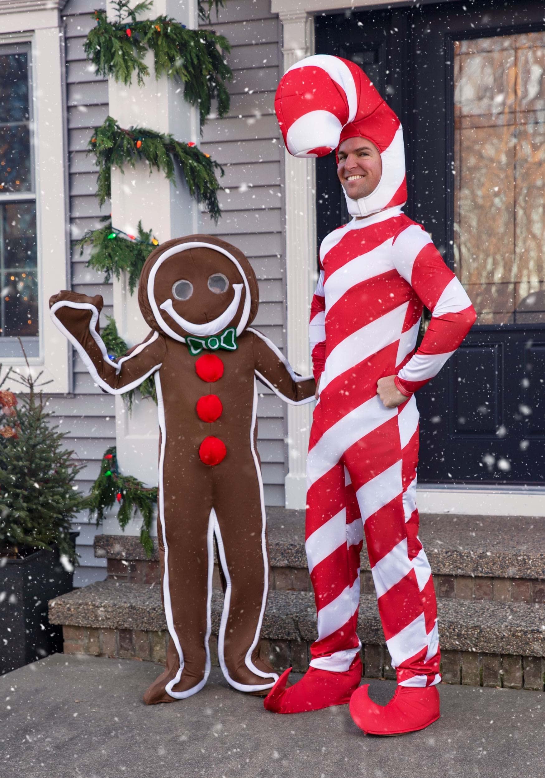 Sexy Adult Red Candy Cane Christmas Costume - Stretch Knit Jumpsuit with Stuffed Hood & Zipper Closure - Fun Holiday Party Outfit for Women - Perfect for Xmas Parties, Office Celebrations & Festive Gatherings