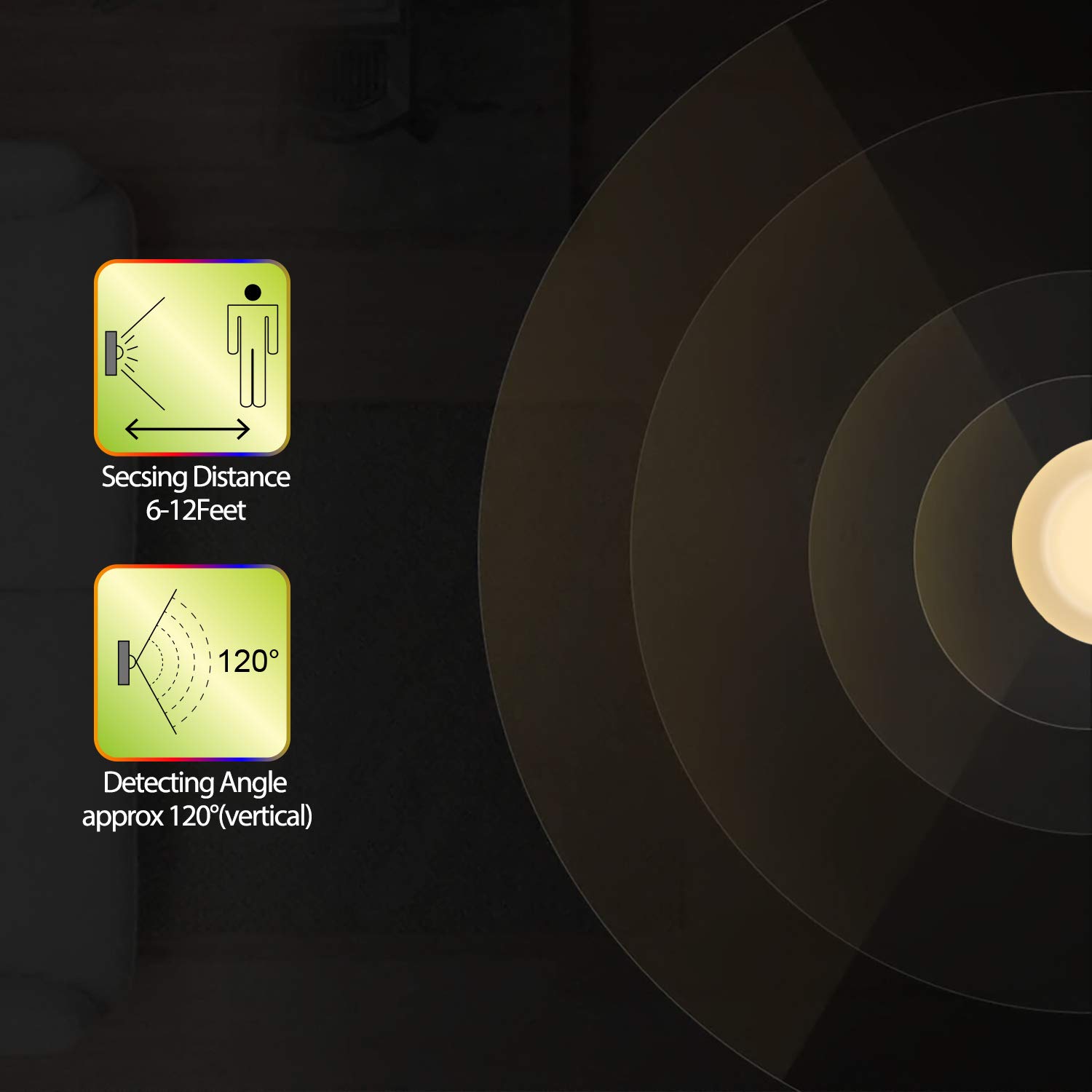 BETUS Motion Sensor Night Light - Battery Operated Desk Lamp with 2 Detection Modes, Soft Ambient Lighting for Bedroom, Living Room, Kitchen & Nursery | Perfect for Nighttime Safety, Hallway Navigation & Kids Room Comfort
