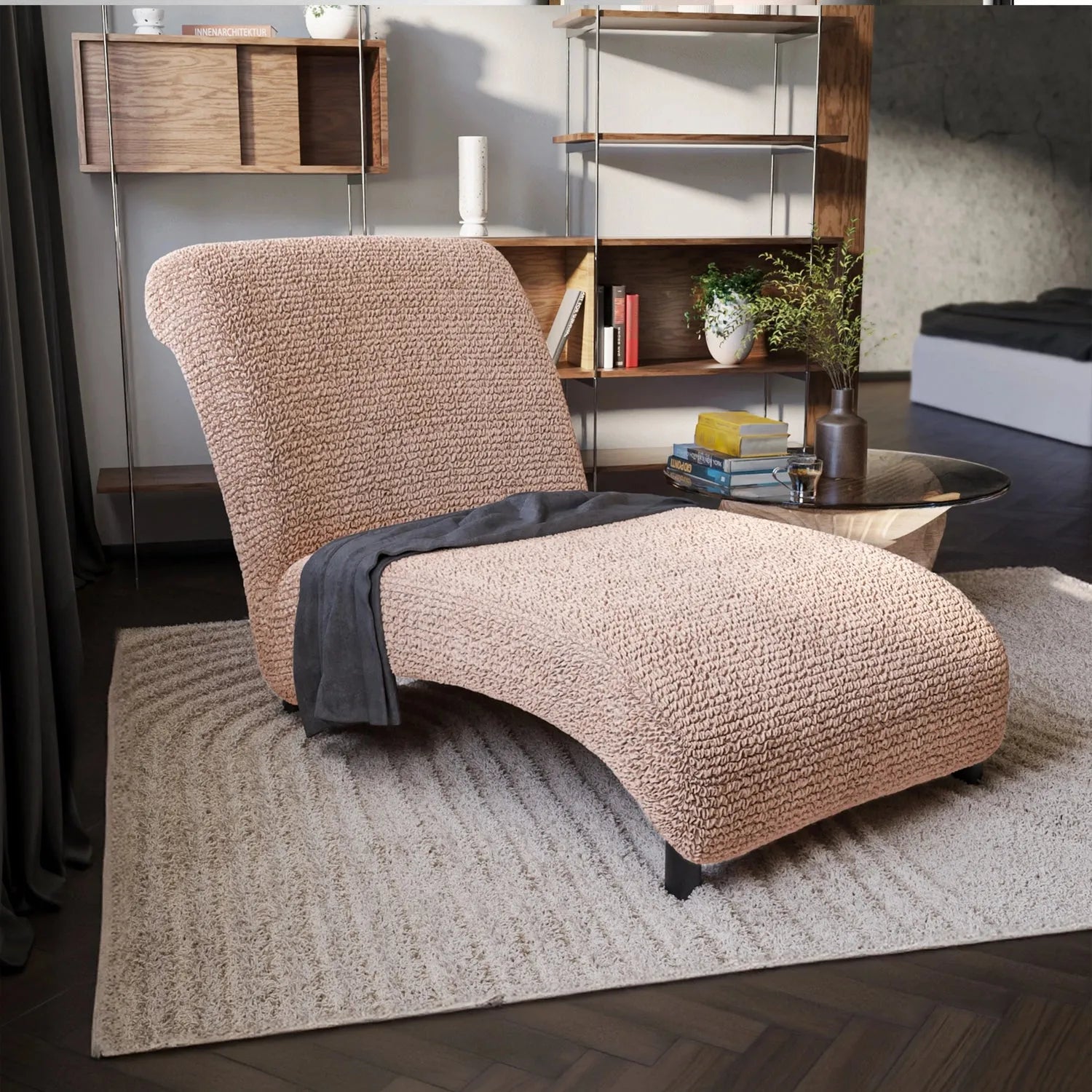 Armless Chaise Lounge Slipcover - Soft Microfiber Stretch Cover with Non-Slip Backing - Perfect for Living Room, Bedroom or Nursery Furniture Protection