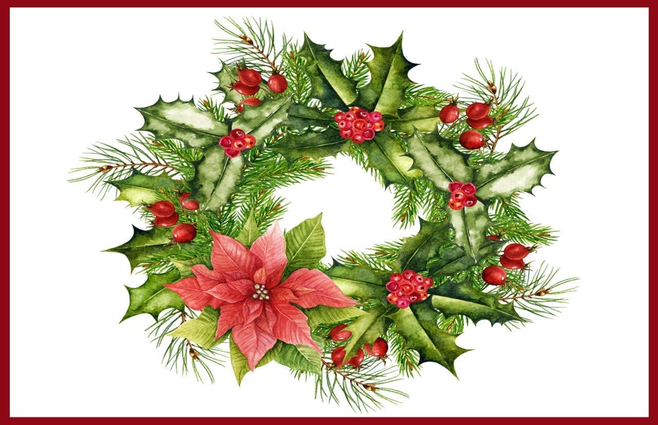 Christmas Paper Placemats Set of 50 - Holiday Wreath Design Table Decor for Christmas Dinner Party, Festive Table Setting Supplies for Family Gatherings & Seasonal Celebrations