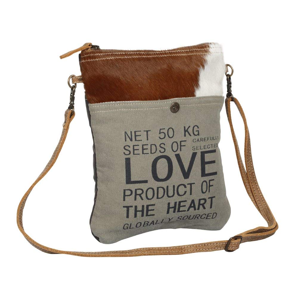 Eco-Friendly Upcycled Canvas & Hair-On Cowhide Leather Crossbody Bag - Small Handmade Purse for Women | Perfect for Daily Use, Travel & Casual Outings