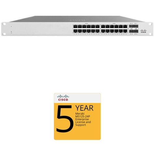 Cisco MS125 24-Port Gigabit Ethernet Access Switch with 5-Year Enterprise License & Support - Ideal for Office Networks, Data Centers & Business IT Infrastructure