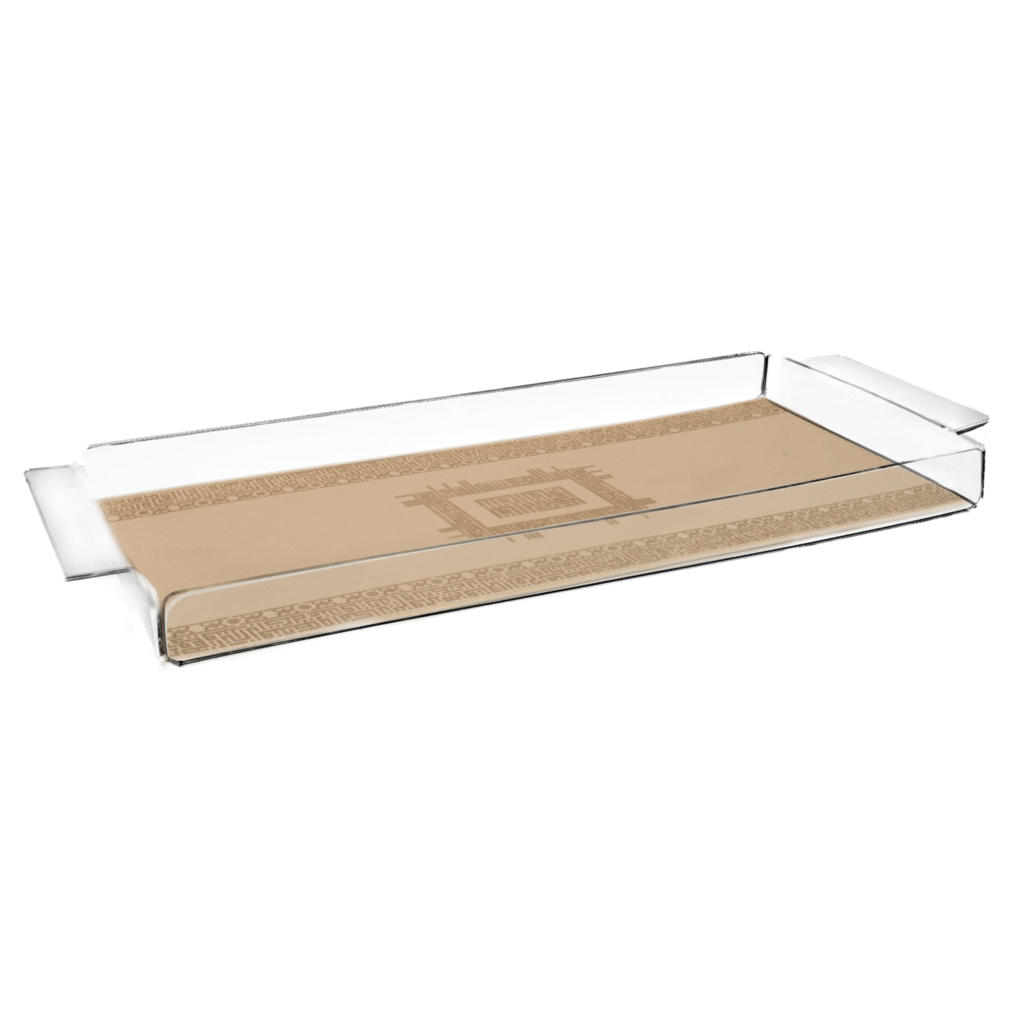 Dimlaj Shafa Acrylic Serving Tray - Elegant Beige Serving Platter for Breakfast, Desserts & Entertaining - Lightweight & Durable Tableware for Home, Hotel & Party Use